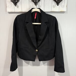 Spanx Ponte Cropped Blazer Black Gold Button Size Small